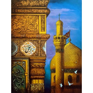 S. A. Noory, Roza Imam Hussain, 18 x 24 Inch, Acrylic on Canvas, Cityscape Painting, AC-SAN-217